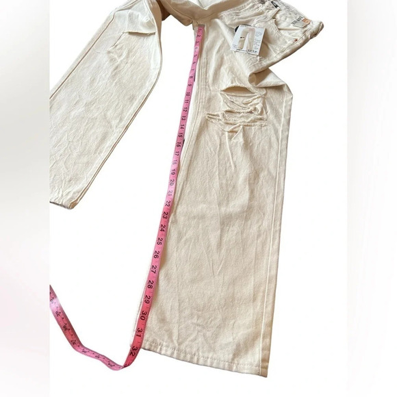 S. O. N. G. Cream Colored Jeans. 90s Boyfriend Style. Low Rise. Distressed. NWT - Picture 5 of 12